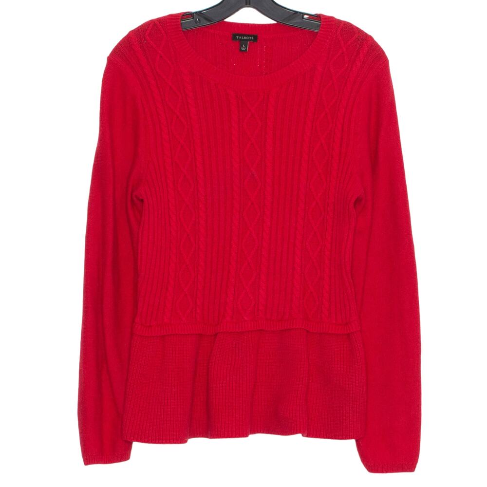 Talbots Sweater Cable Knit Minimalist Classic Cozy Preppy Holiday Red Size Small - Picture 1 of 5